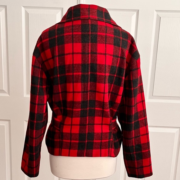 The Limited Plaid Coat Moto Wool Jacket Crop M Medium L Large - Picture 4 of 7
